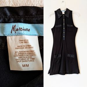 MARCIANO Midi Black Collared Dress